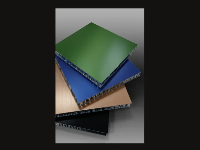Coloured anodised aluminium honeycomb panel samples